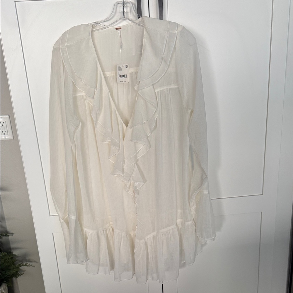 Free People cream chiffon tunic nwt size L